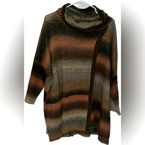 Dor Dor Couture Boho Cowl Neck Faux Poncho Sweater size XL